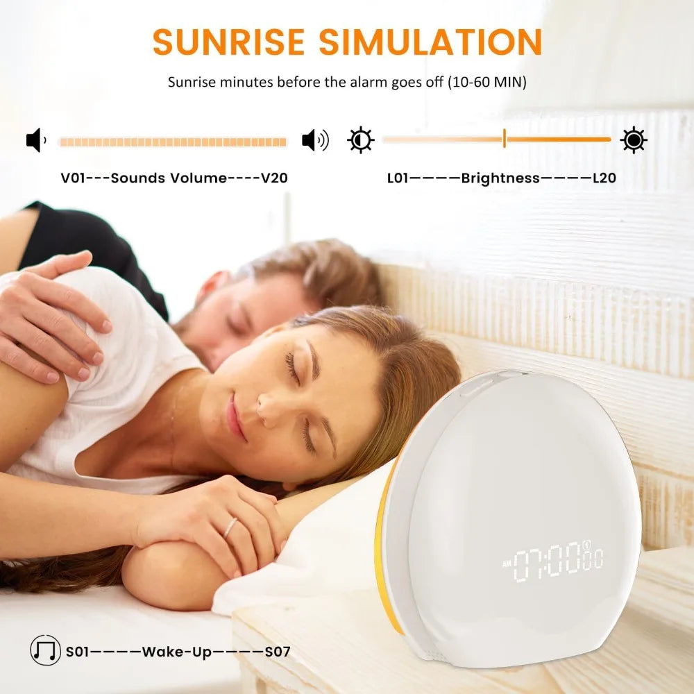 10,000 Lux Light Therapy Lamp With Sunlight Alarm Clock And Sleep Aid