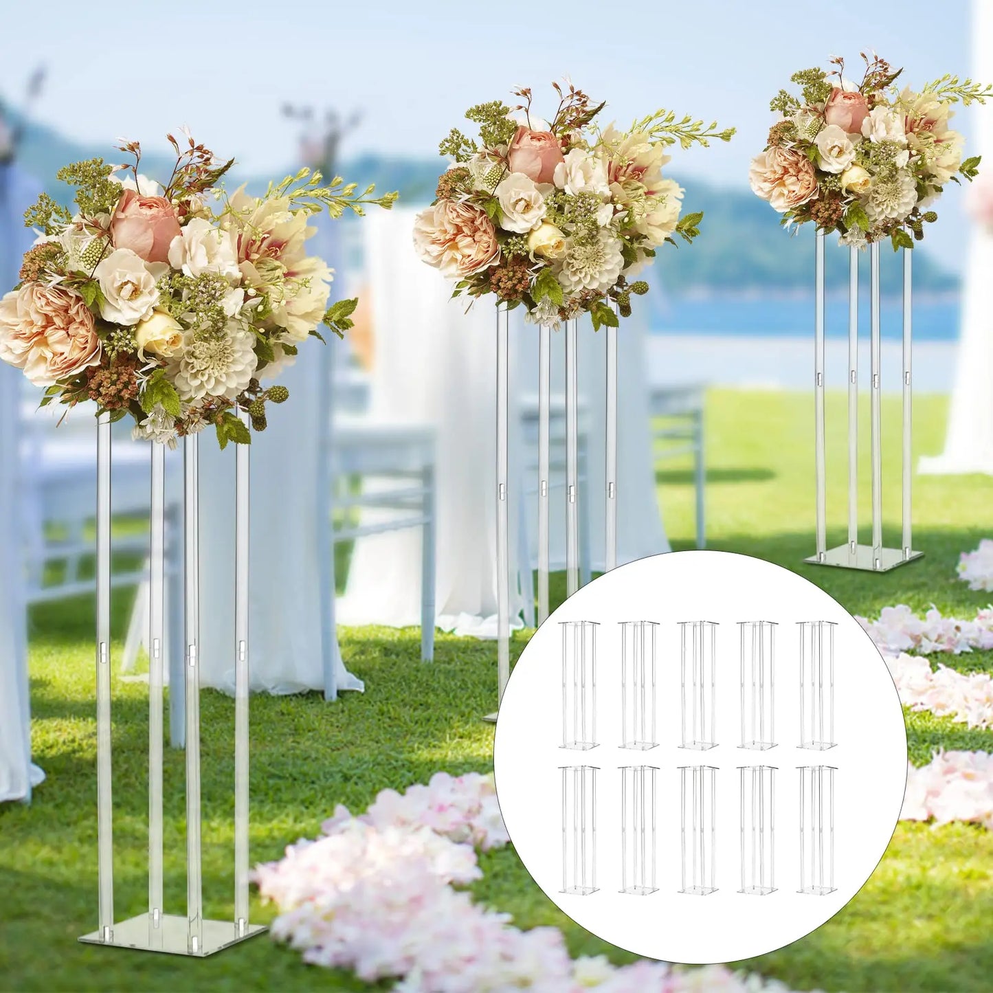 Acrylic Vase Column Stand Set Of 10 For Wedding Centerpieces And Displays