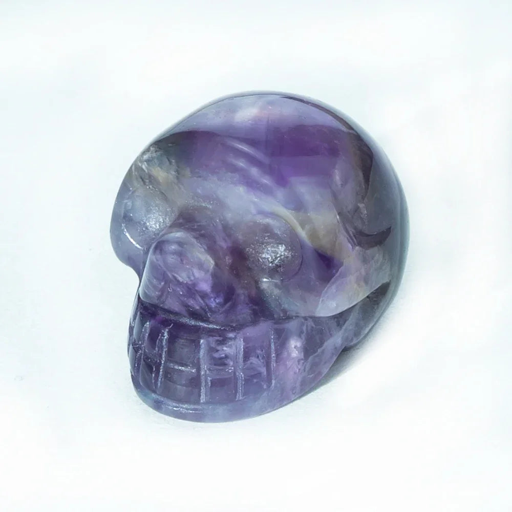 Natural Crystal Skull Carving Desktop Ornament Gift For Halloween