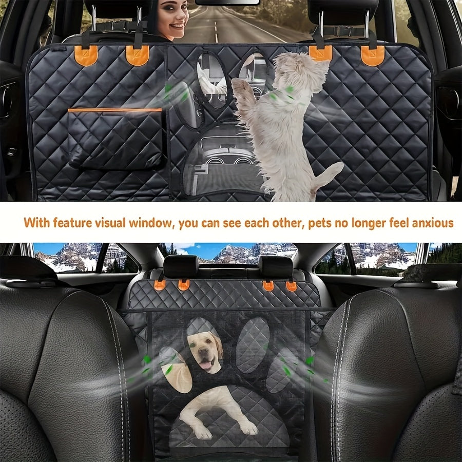 Car Rear Dog Seat Cover Waterproof Hammock With Mesh Windows