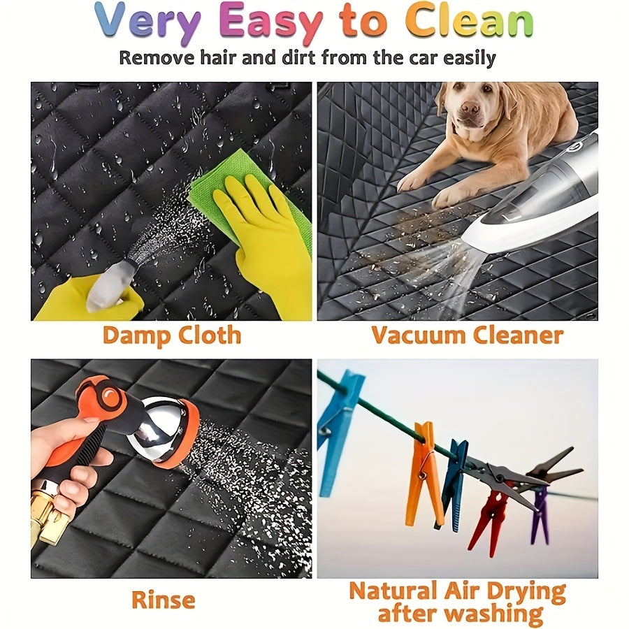 Car Rear Dog Seat Cover Waterproof Hammock With Mesh Windows