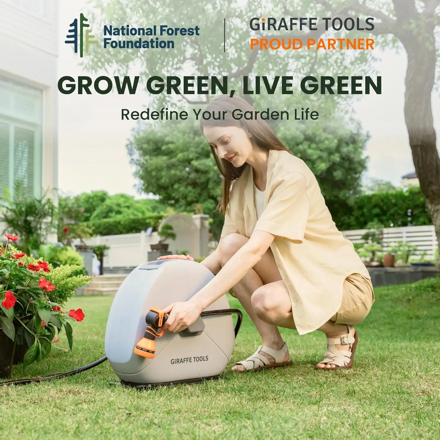 Giraffe Tools Retractable Hose Reel Auto Rewind With Lock