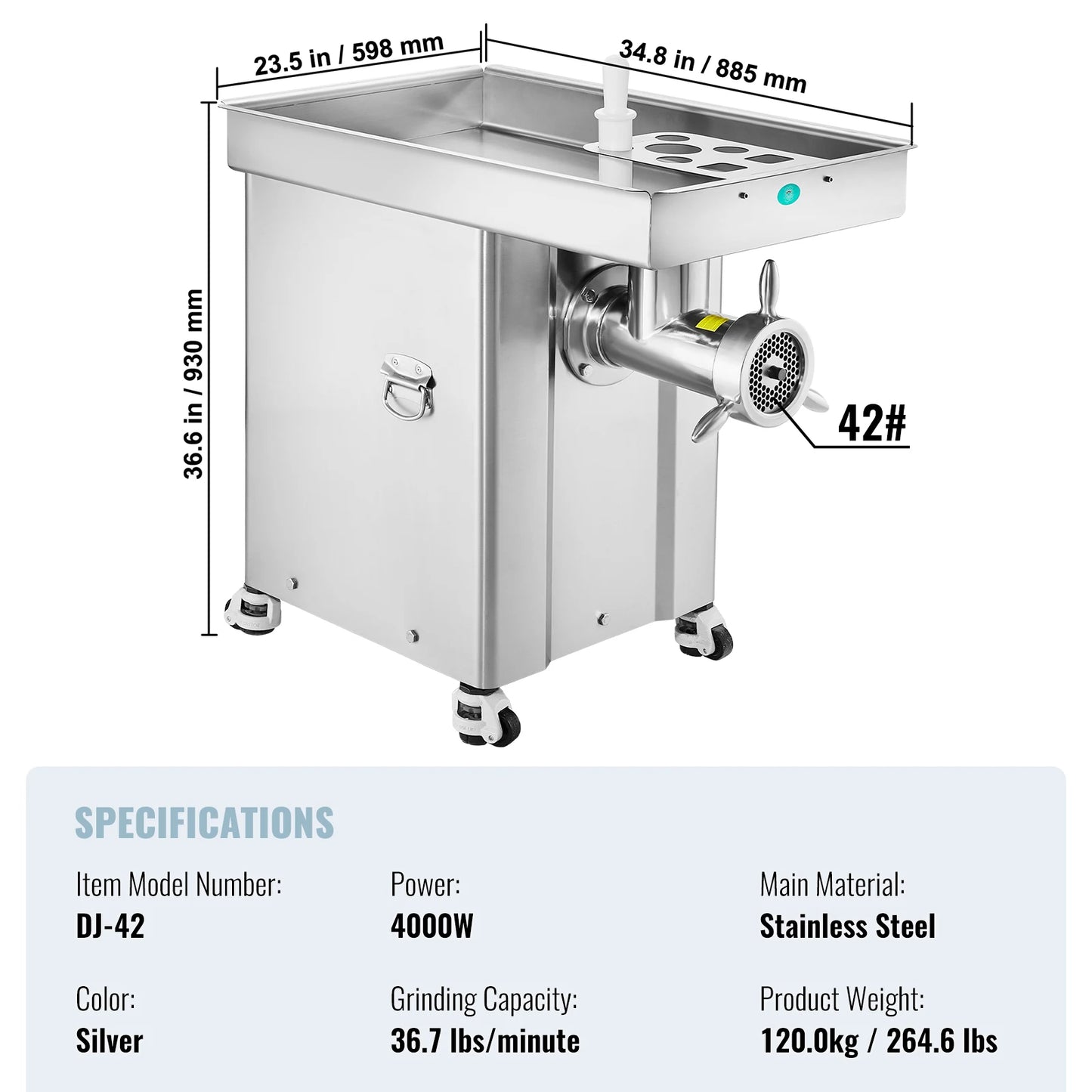 SucceBuy Commercial Electric Meat Grinder 22 Lbs/Min 2200W