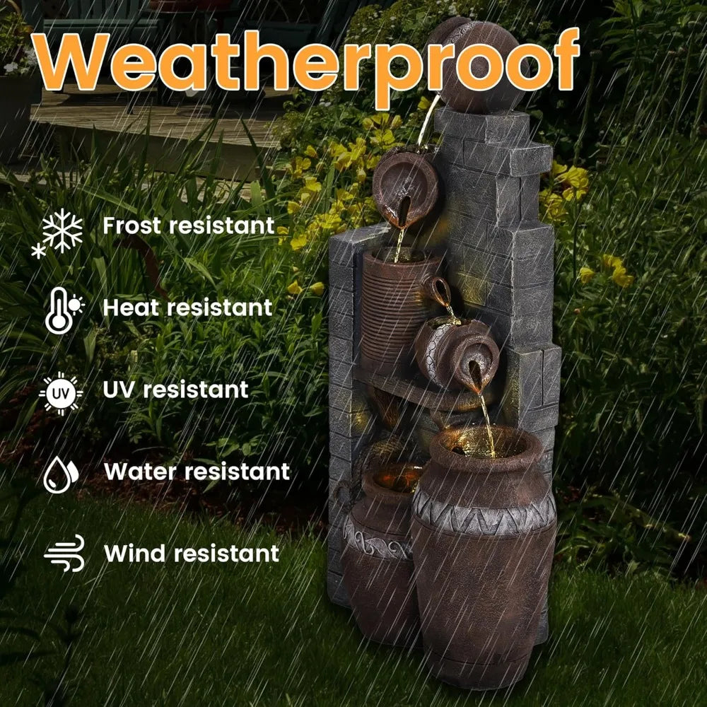 Six-Tier Garden Waterfall Resin Outdoor Floor Fountain