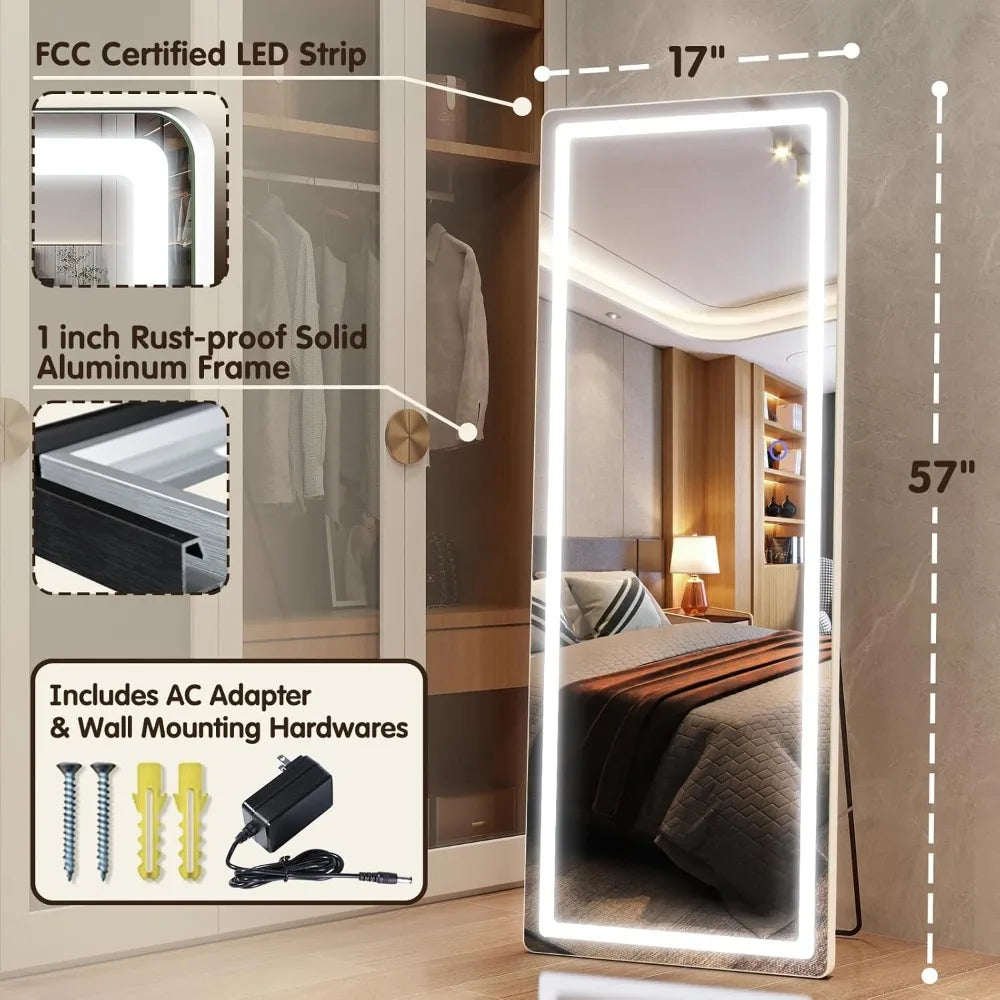 LED Lighted Full Body Floor Mirror For Home And Salon Use