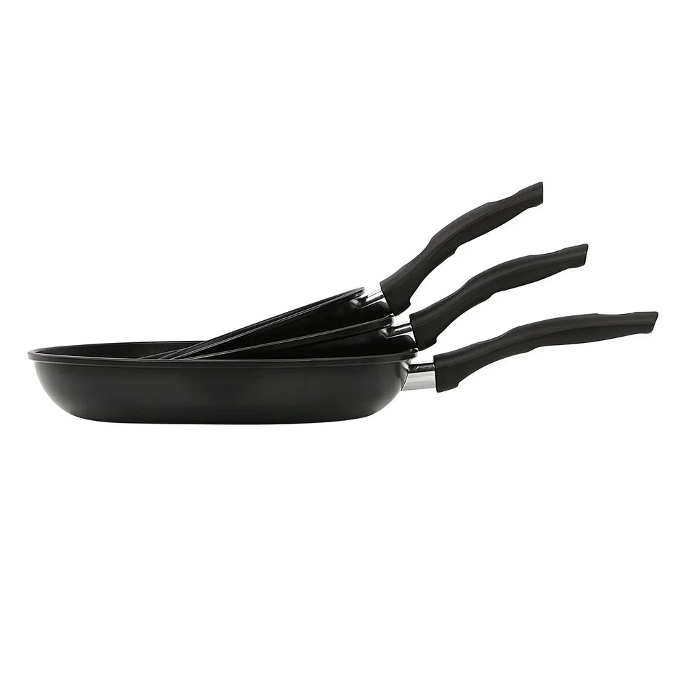Nonstick Aluminum Skillet Set Three Piece Dishwasher Safe Cookware