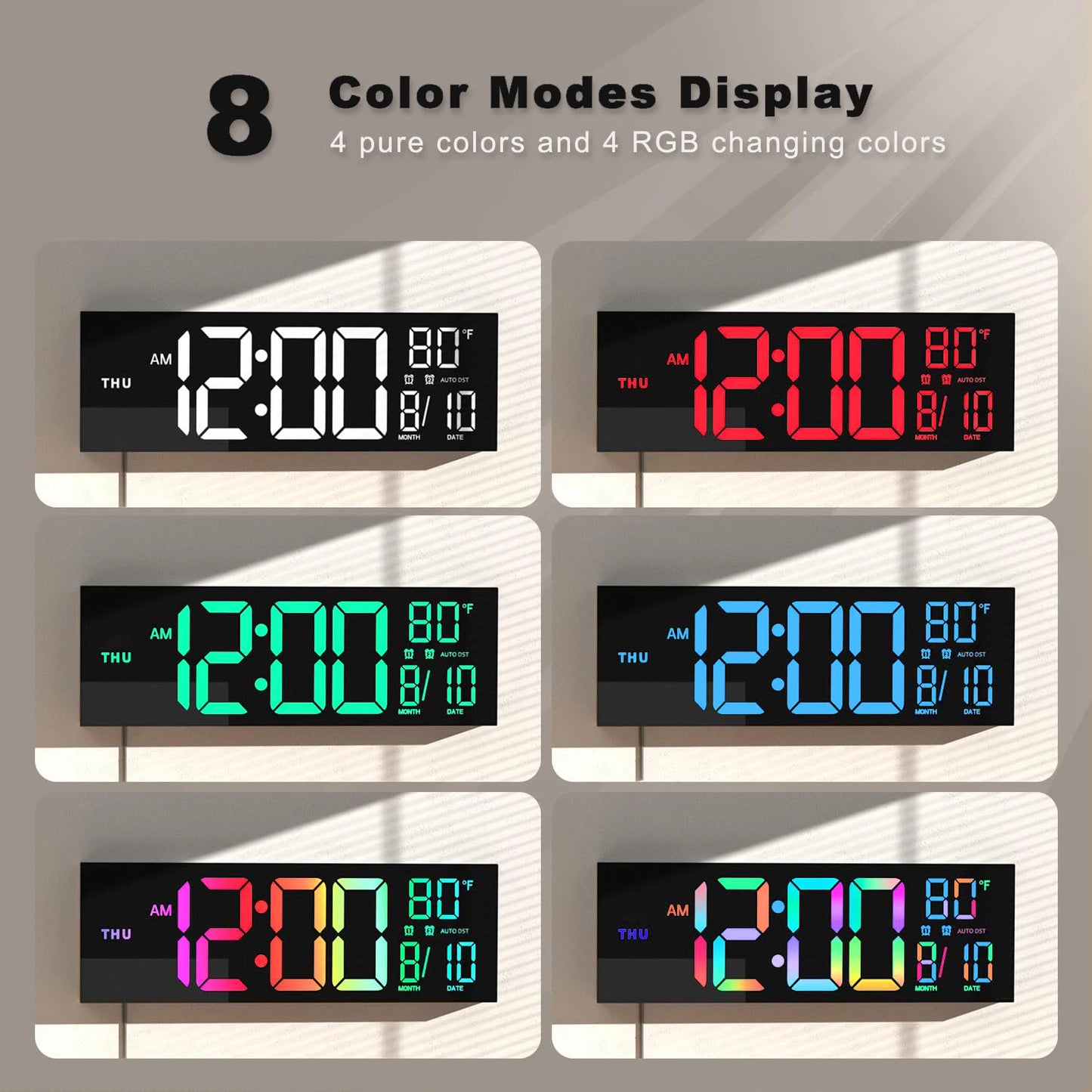 Digital Wall Clock With Remote LED Display And Alarm