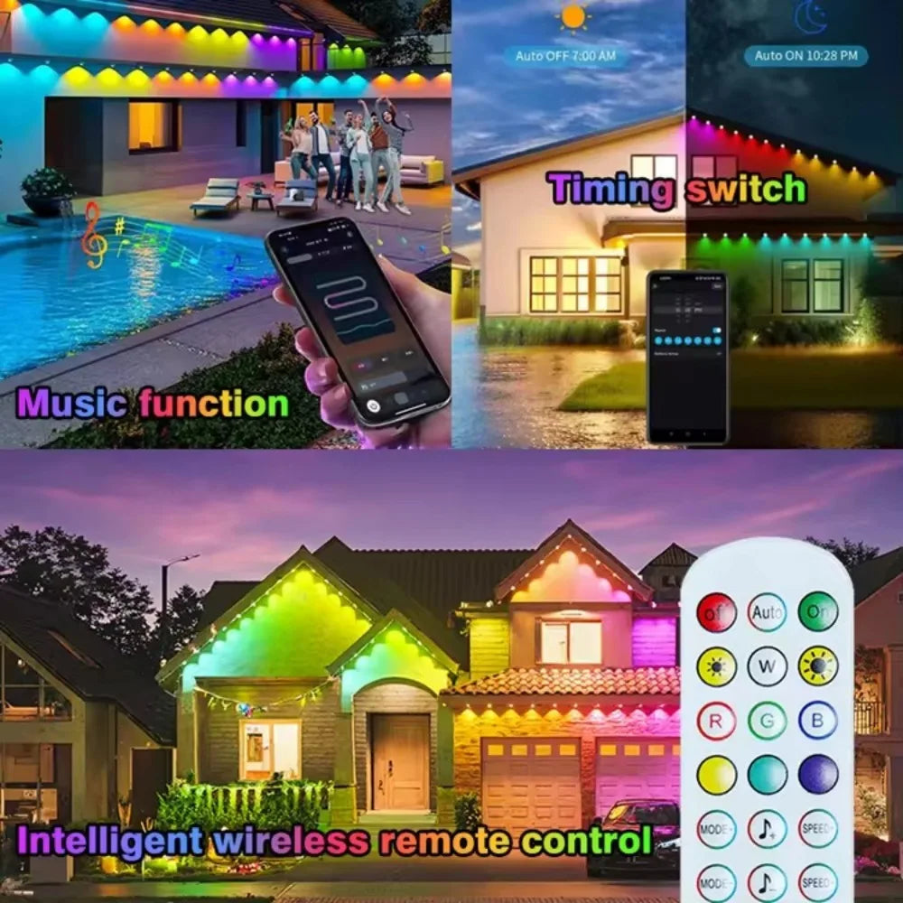 MIMIRGB Outdoor Smart LED String Lights IP67 Waterproof App Controlled