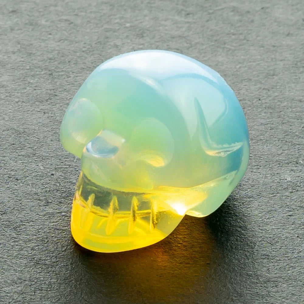 Natural Crystal Skull Carving Desktop Ornament Gift For Halloween