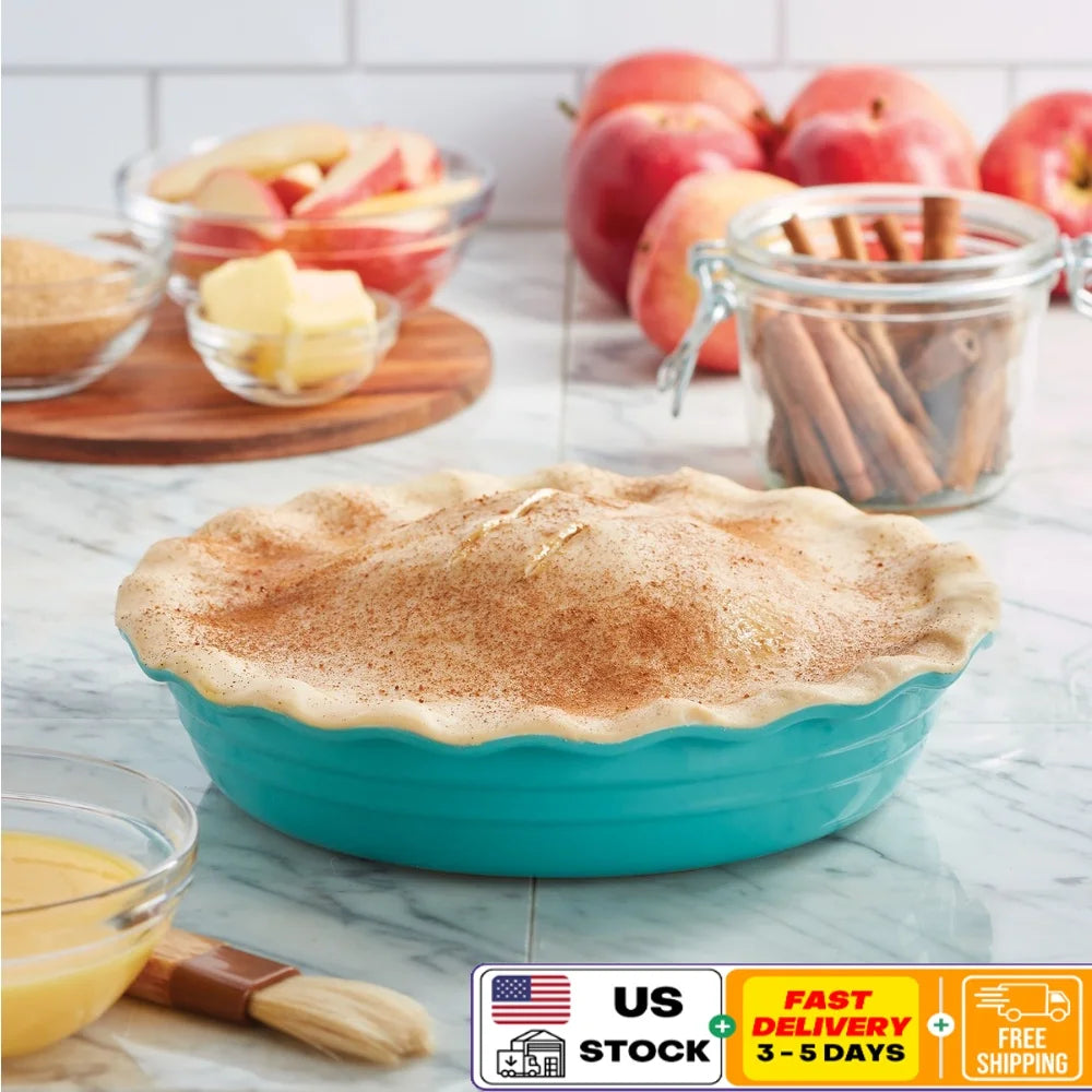 Ceramic Deep Pie Dish Fluted Edge Oven Safe Bakeware