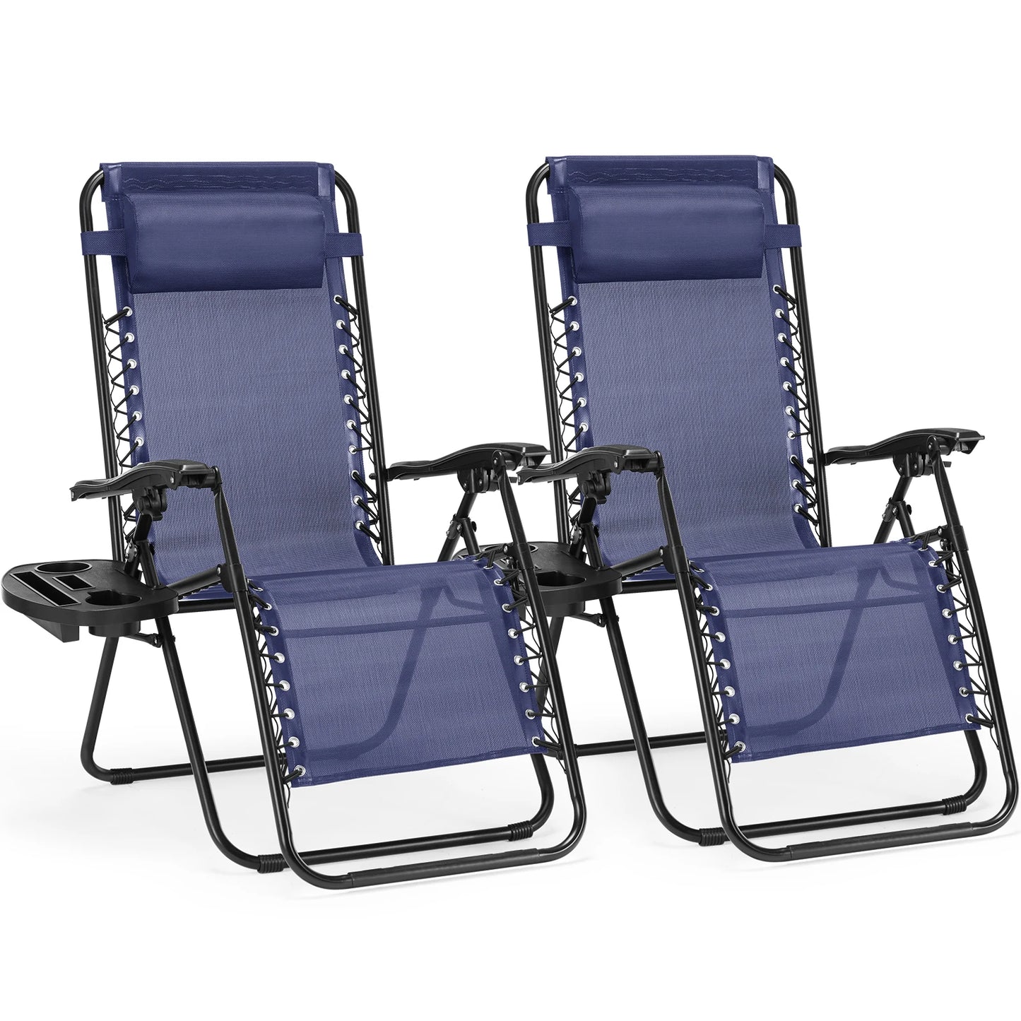 JHK Zero Gravity Two-Pack Portable Recliner Lounge Chairs Cup Holder
