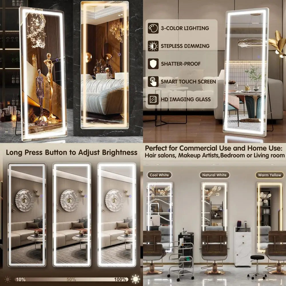 LED Lighted Full Body Floor Mirror For Home And Salon Use