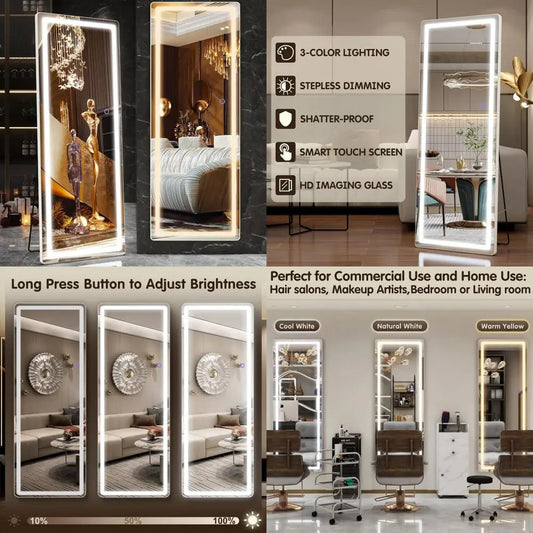 LED Lighted Full Body Floor Mirror For Home And Salon Use