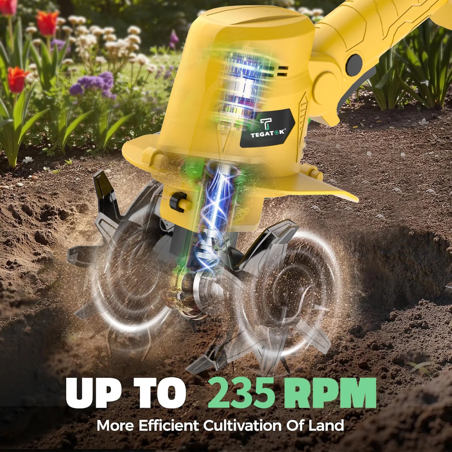 Handheld Electric Cordless Tiller With Rechargeable Soil Loosening