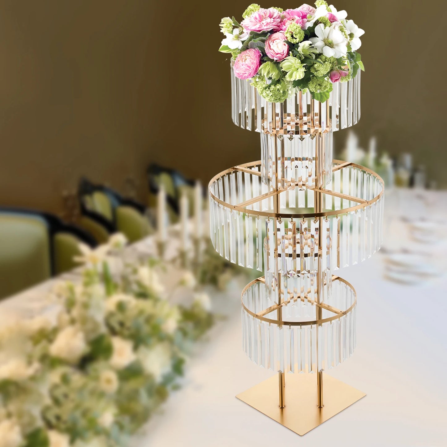 Iron And Acrylic 5-Tier Wedding Centerpiece Stand For Tables