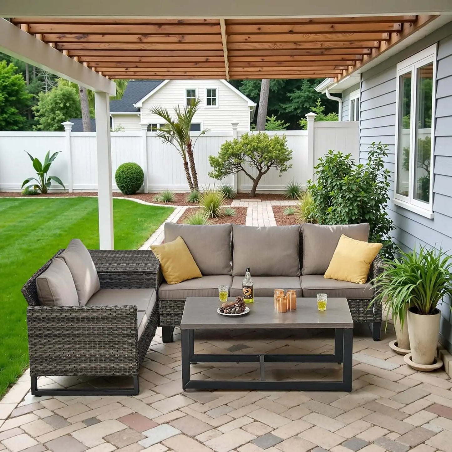 GUOHE Outdoor Patio Conversation Set With Storage Box