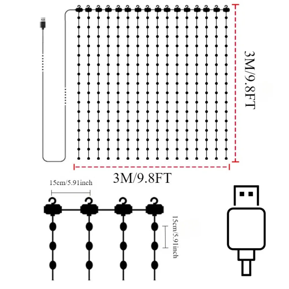 MIMIRGB LED Curtain RGB Lights App Controlled Fairy String