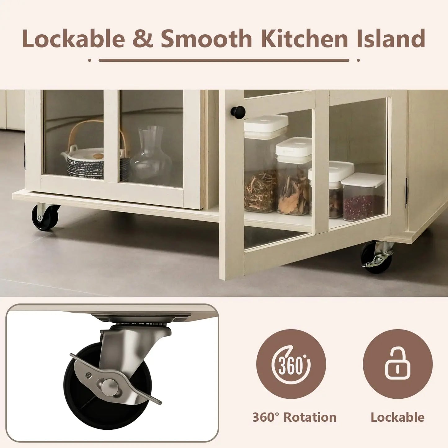 Rolling Kitchen Island With Storage On Wheels, Two Drawers