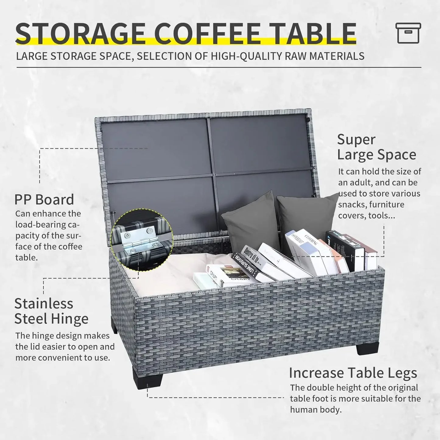 XMSJ 6-Piece Wicker Patio Furniture Set With Storage Table