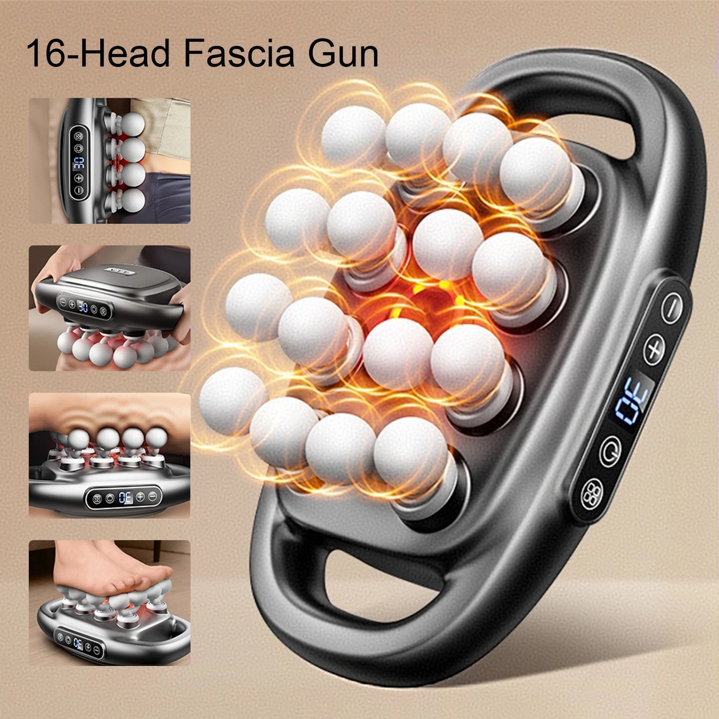 Foreverlily Fascia Massage Gun With 9 Modes And 16 Heads