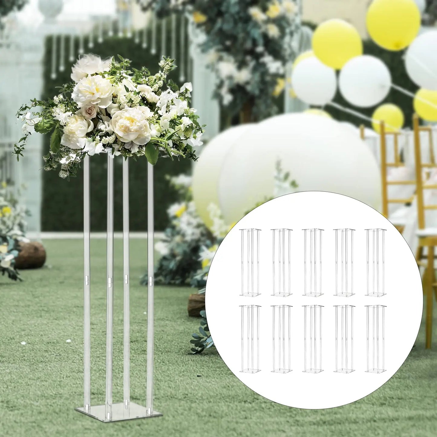 Acrylic Vase Column Stand Set Of 10 For Wedding Centerpieces And Displays