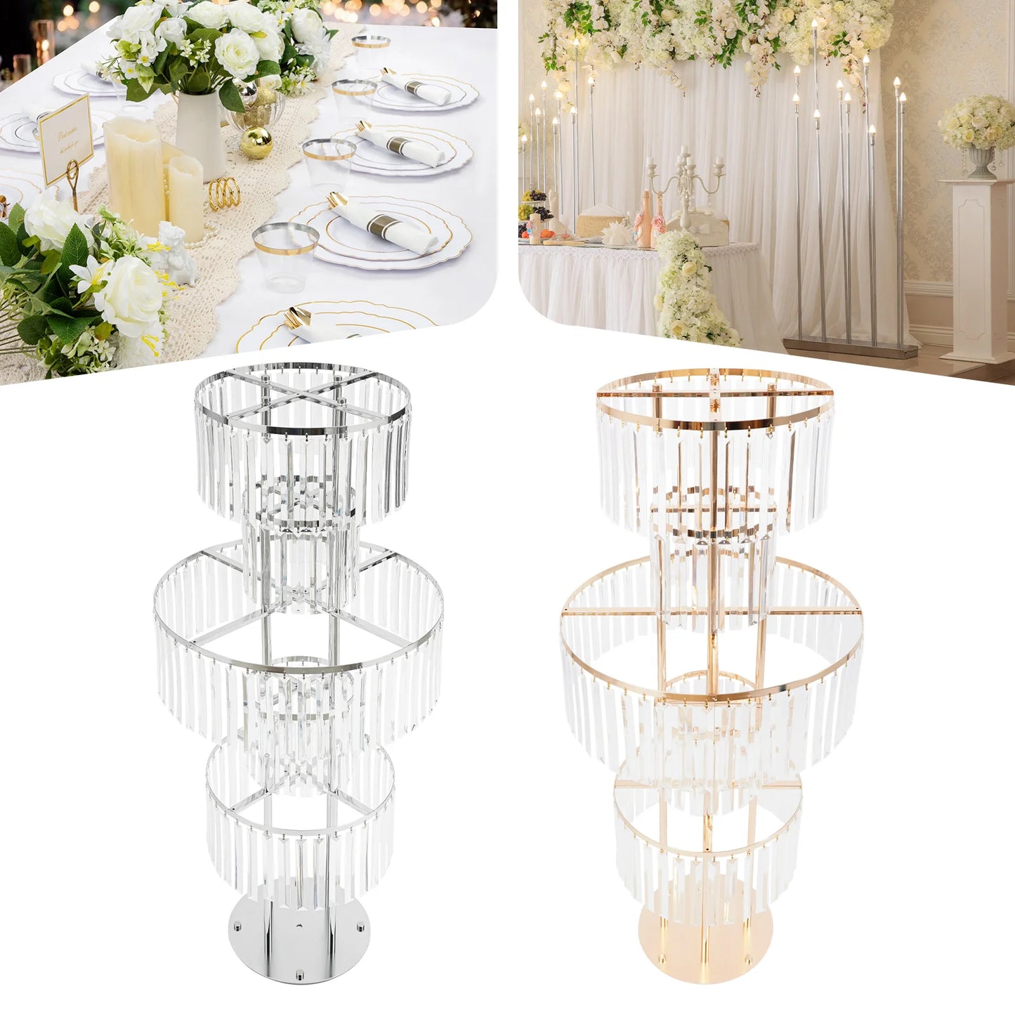 Iron And Acrylic 5-Tier Wedding Centerpiece Stand For Tables