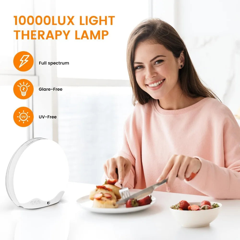 10,000 Lux Light Therapy Lamp With Sunlight Alarm Clock And Sleep Aid