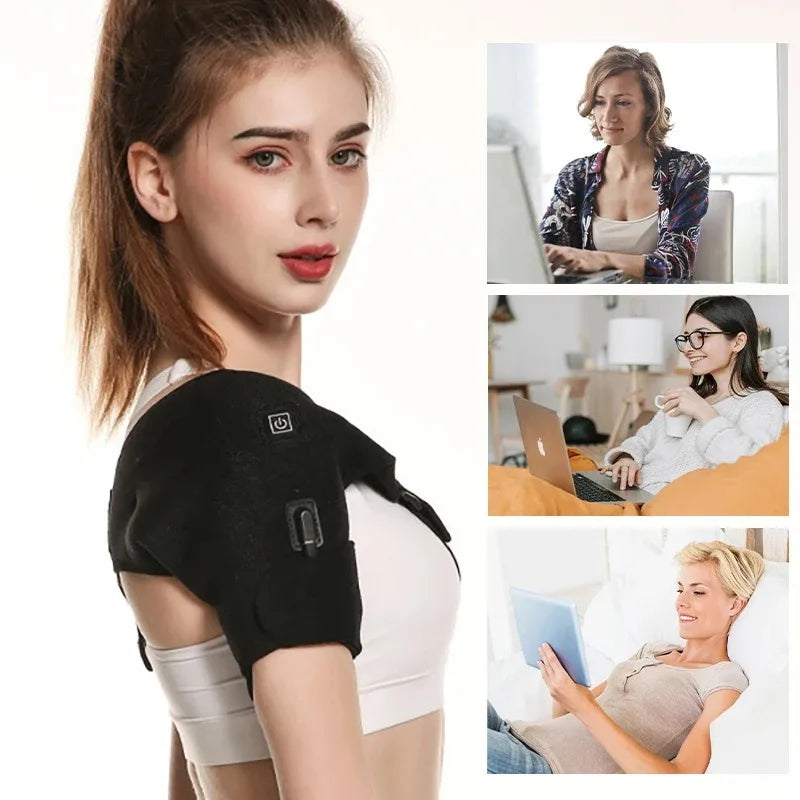 Electric Heated Shoulder Massager Brace Wrap for Pain Relief