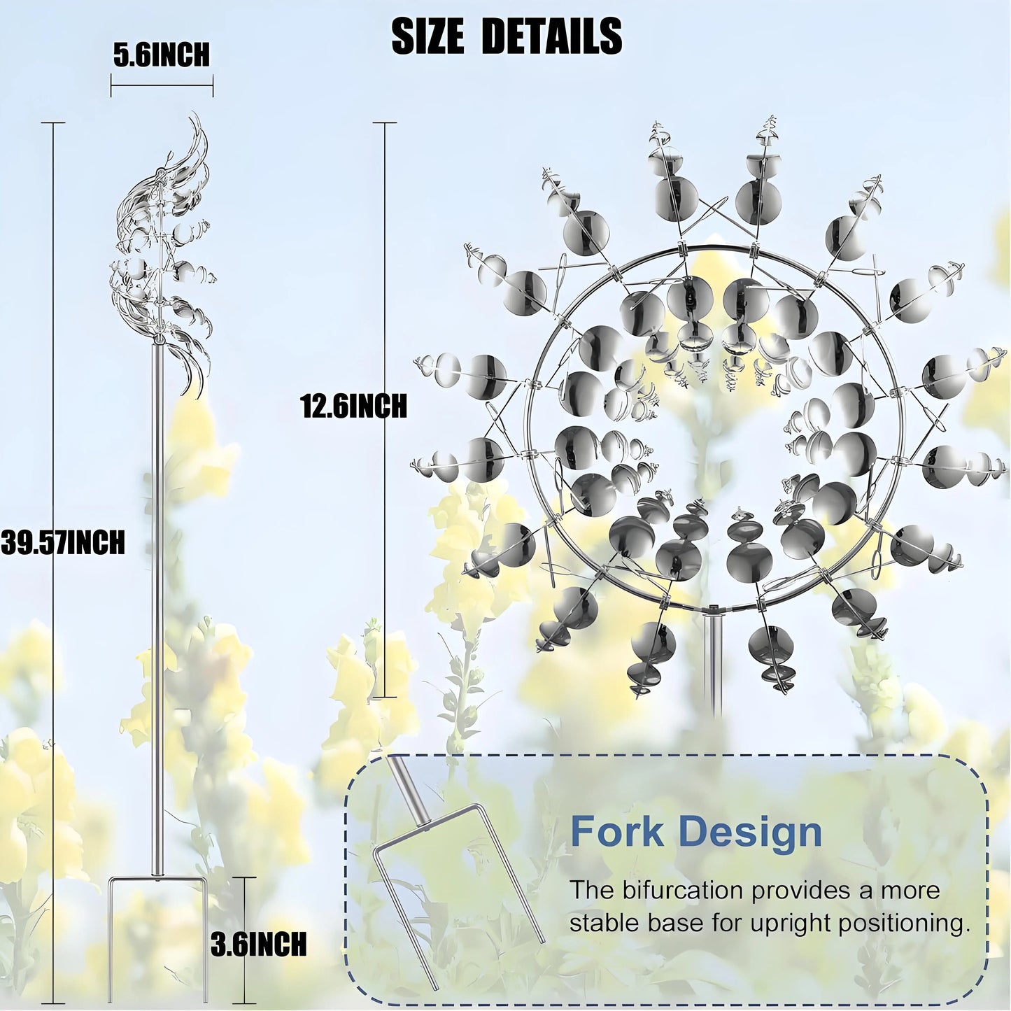 Stainless Steel Dual-Motion Wind Spinner Kinetic Garden Sculpture