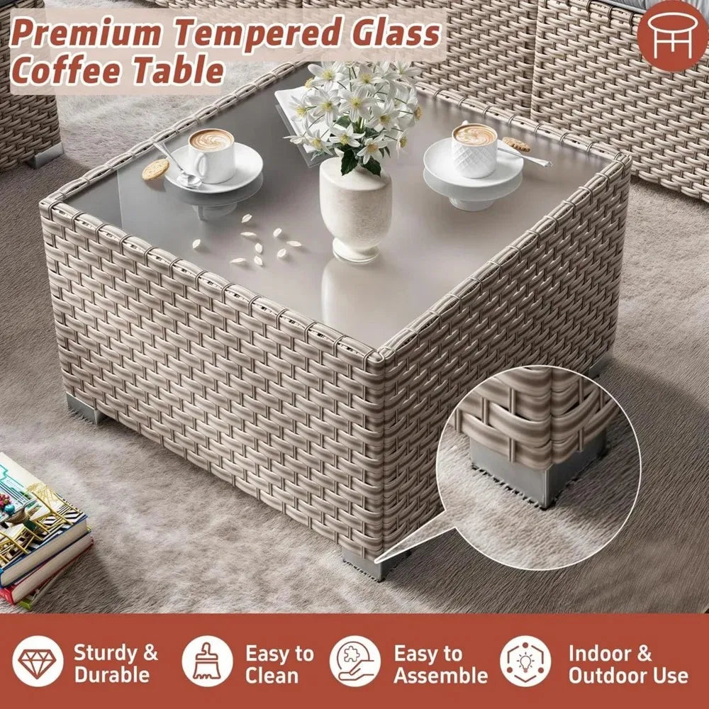 Patio Furniture Set Outdoor Rattan Wicker Sectional Sofa