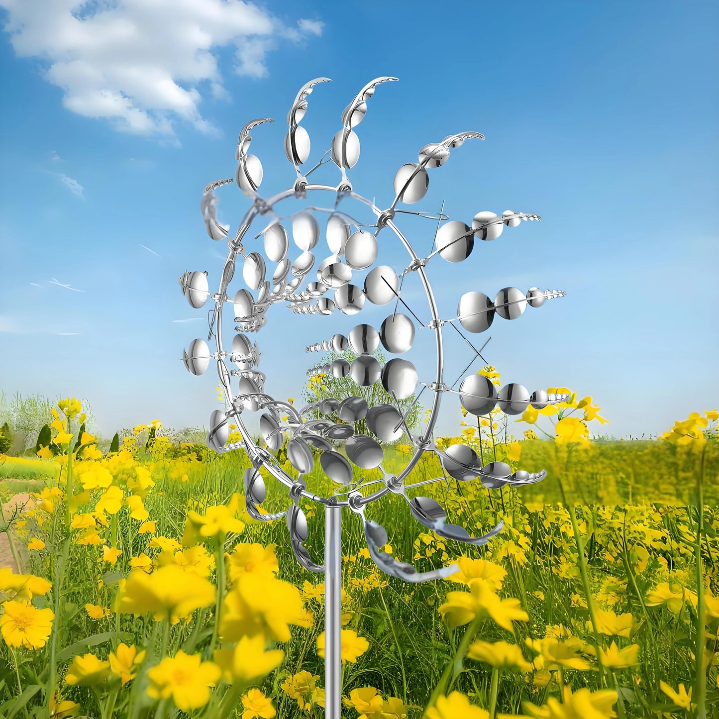 Stainless Steel Dual-Motion Wind Spinner Kinetic Garden Sculpture