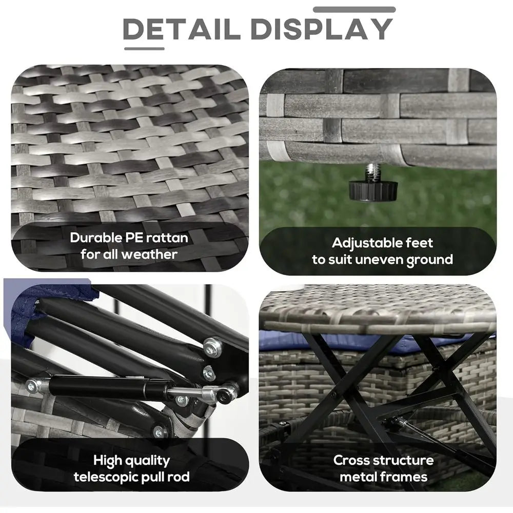 Round Rattan Patio Daybed Furniture Set Outdoor Sectional Sunshade