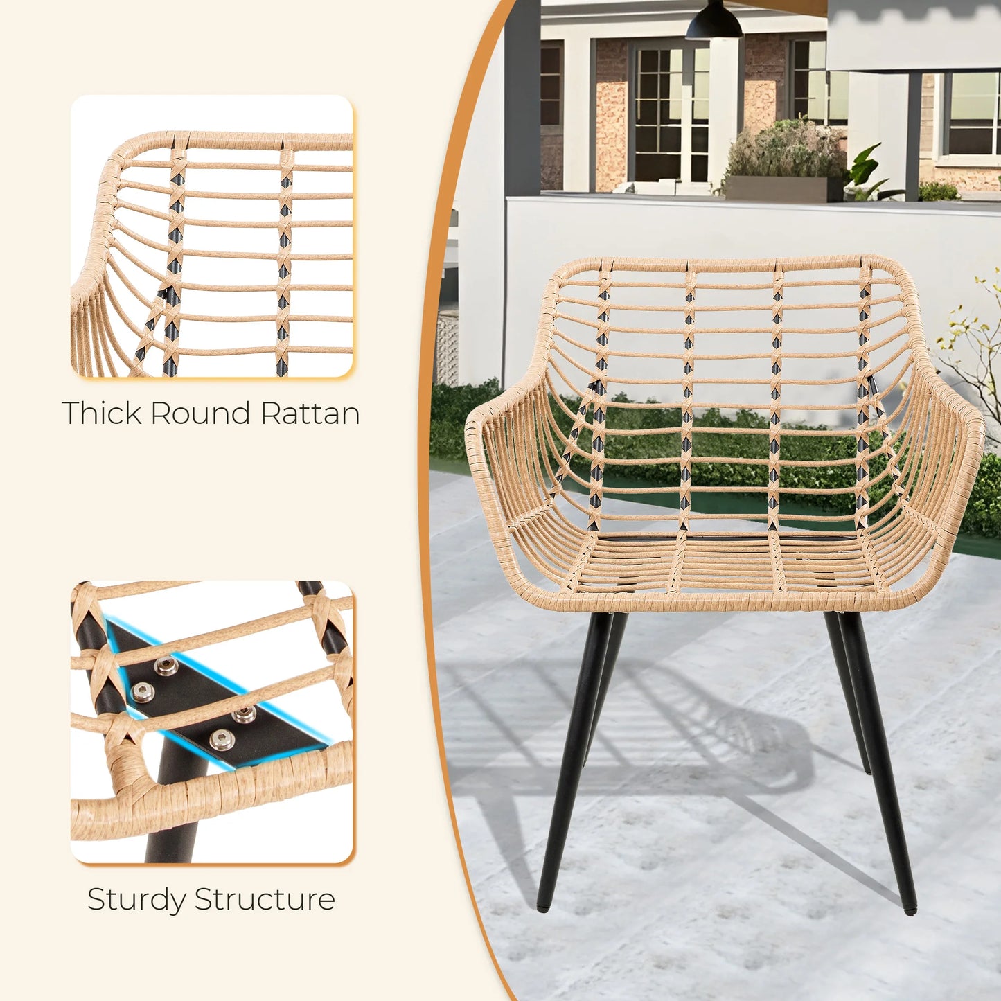 SEOGWISAM 5 Piece Patio Bistro Set Outdoor Wicker Chairs Ottoman