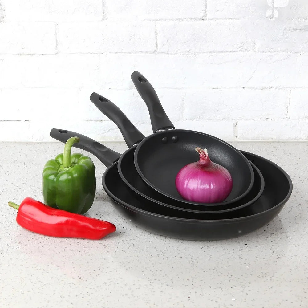 Nonstick Aluminum Skillet Set Three Piece Dishwasher Safe Cookware