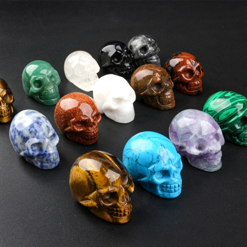 Natural Crystal Skull Carving Desktop Ornament Gift For Halloween