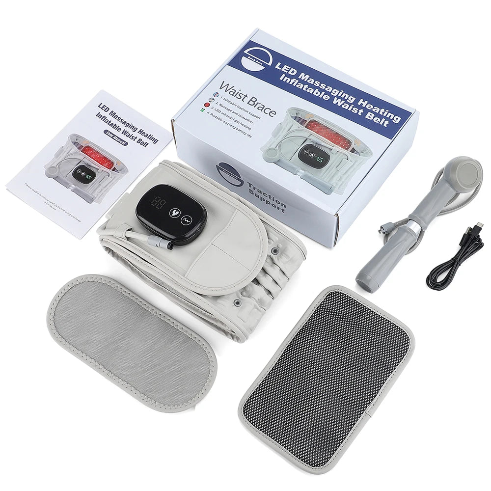 PASTSKY Inflatable Decompression Belt With Rechargeable Battery Lumbar Traction Heating