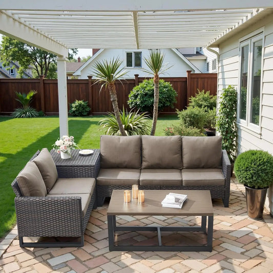 GUOHE Outdoor Patio Conversation Set With Storage Box