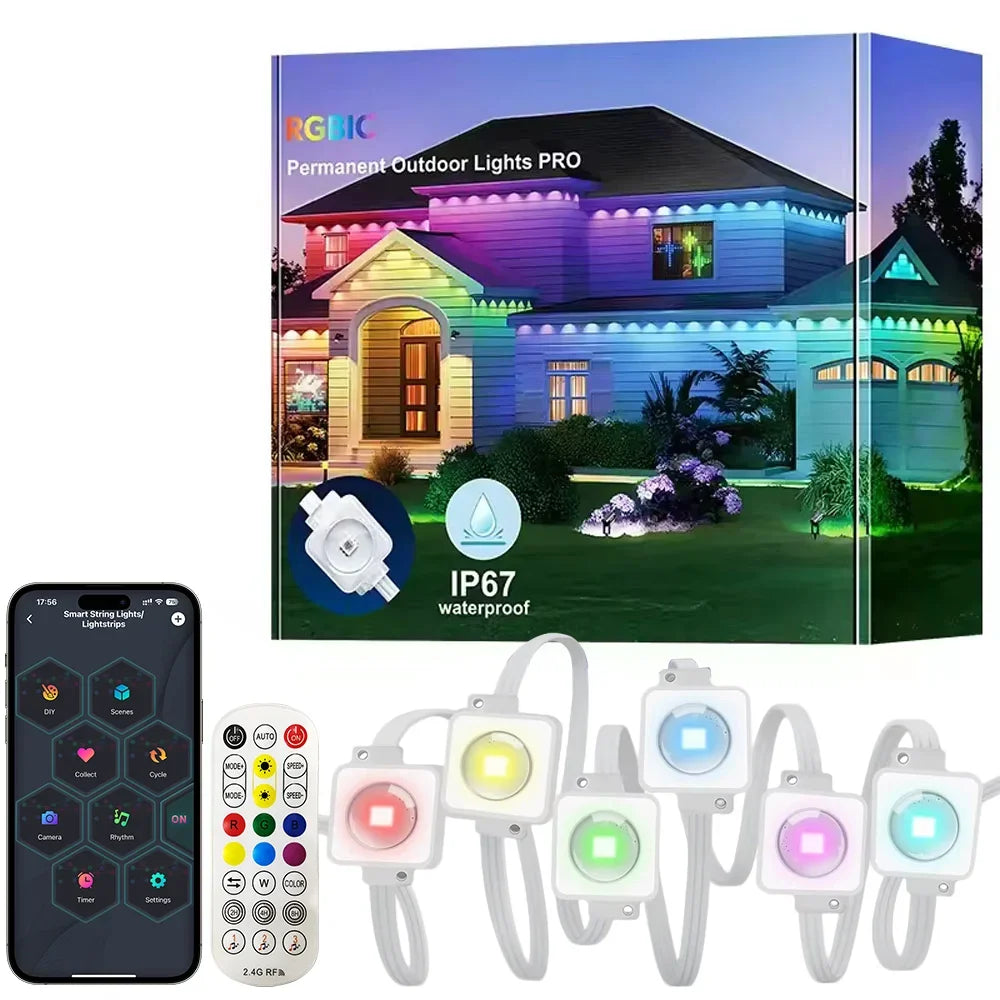 MIMIRGB Outdoor Smart LED String Lights IP67 Waterproof App Controlled