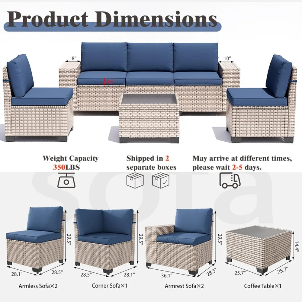 Patio Furniture Set Outdoor Rattan Wicker Sectional Sofa