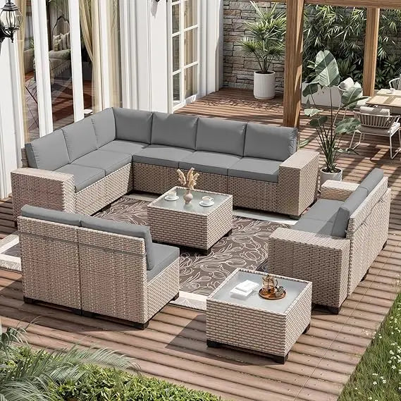Patio Furniture Set Outdoor Rattan Wicker Sectional Sofa