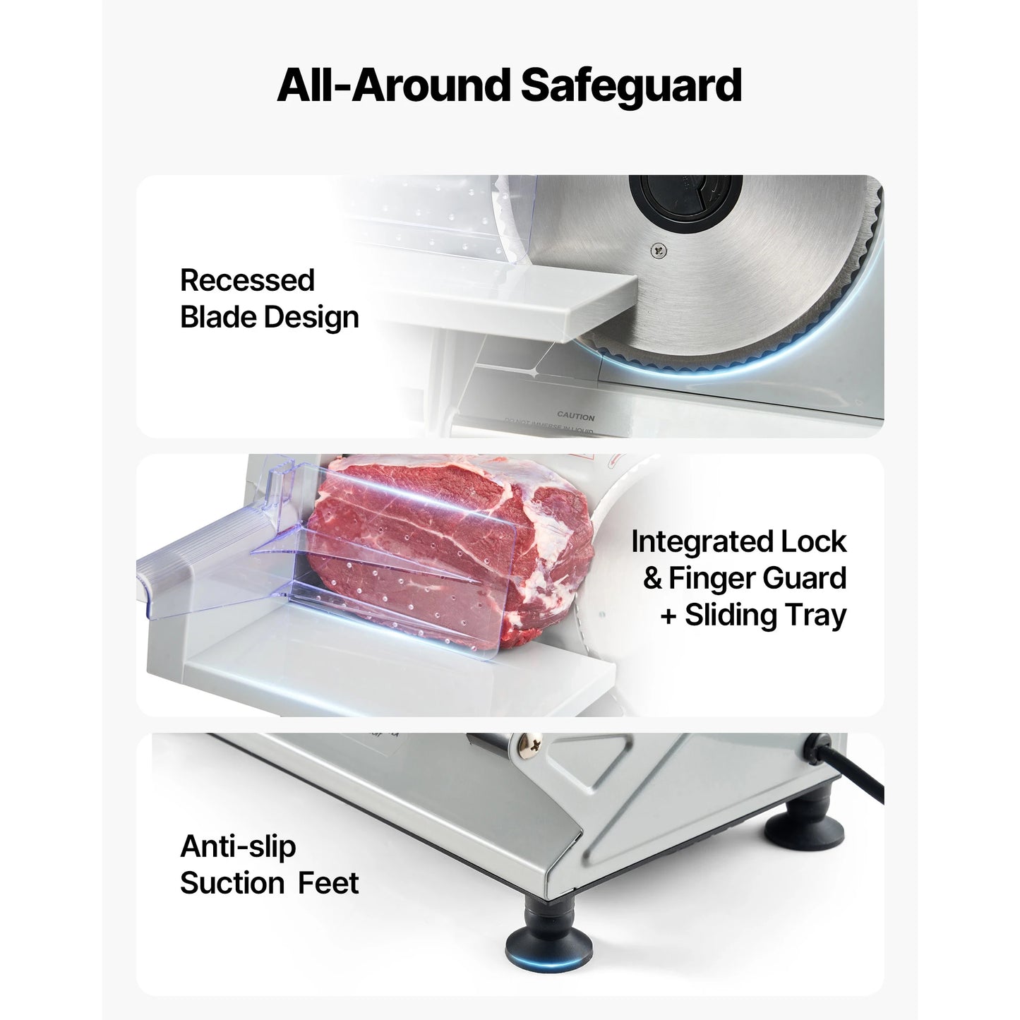 SucceBuy Electric Meat Slicer Deli Slicer With Dual SUS420 Blades