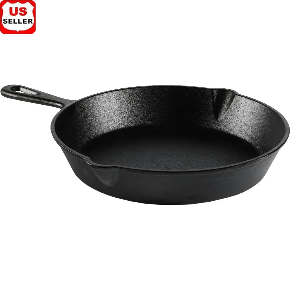 Preseasoned Cast Iron Skillet For Versatile Cooking On Any Heat