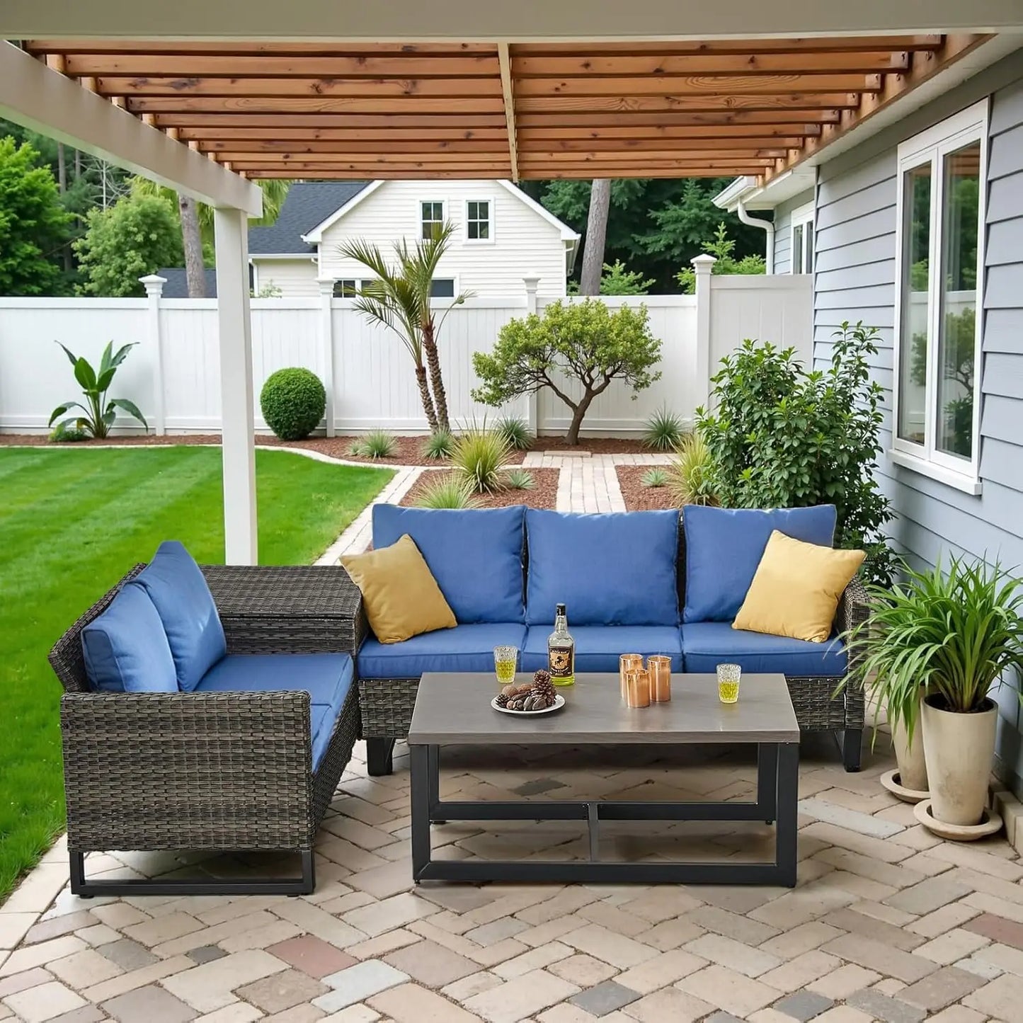 GUOHE Outdoor Patio Conversation Set With Storage Box