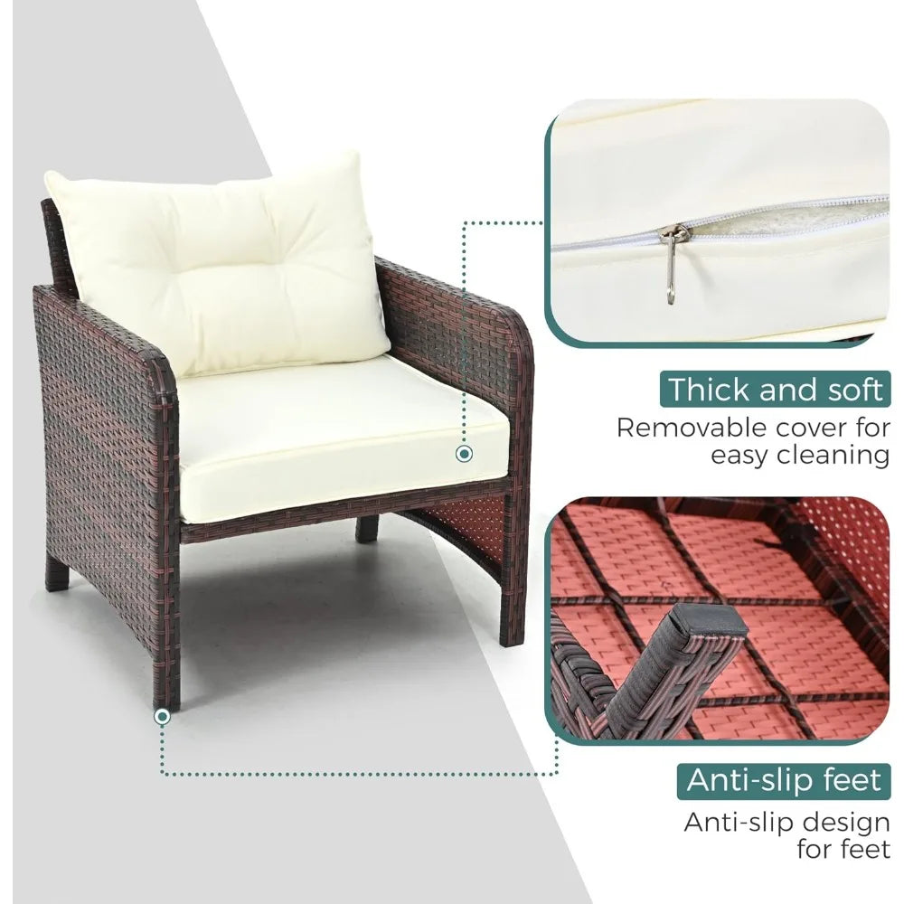 Rattan Patio Furniture Set With Ottomans And Coffee Table