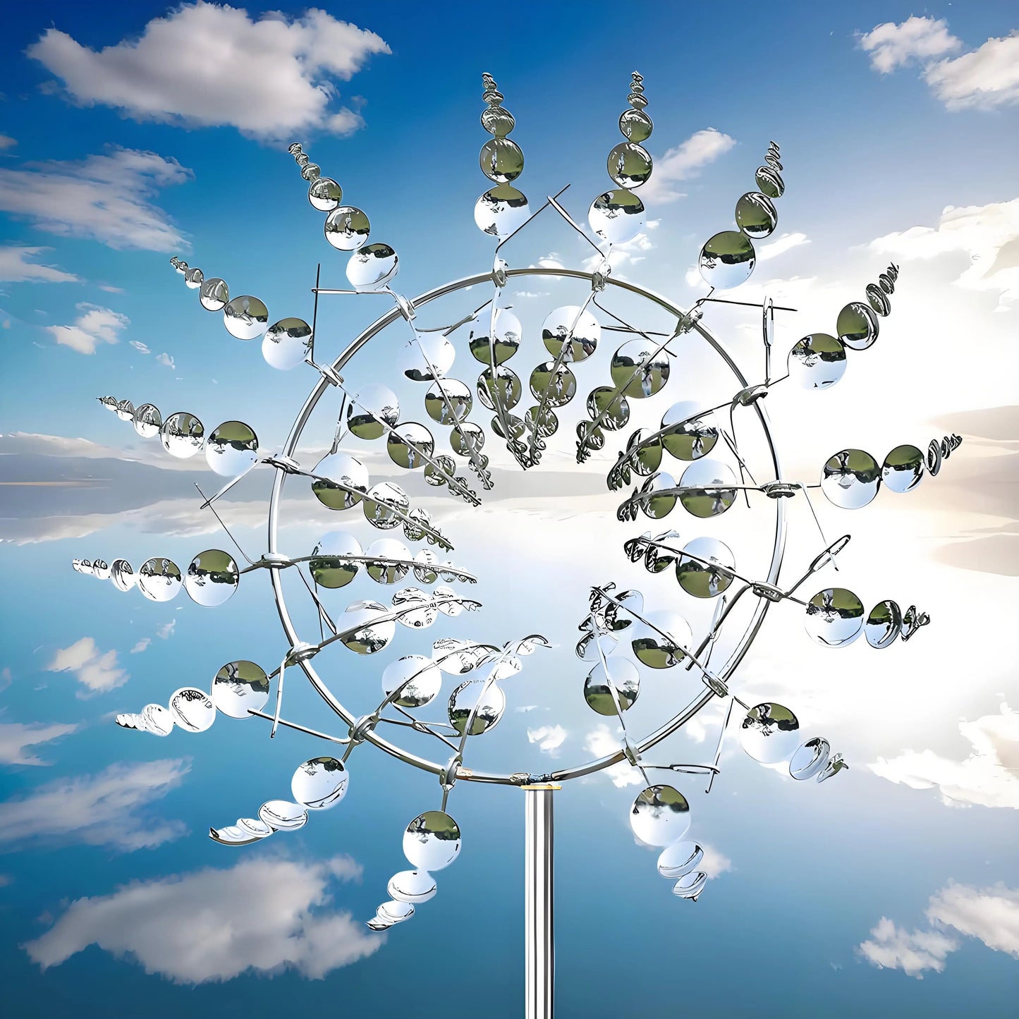 Stainless Steel Dual-Motion Wind Spinner Kinetic Garden Sculpture