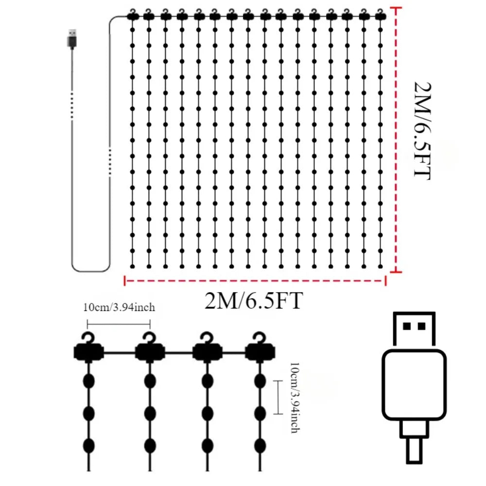 MIMIRGB LED Curtain RGB Lights App Controlled Fairy String