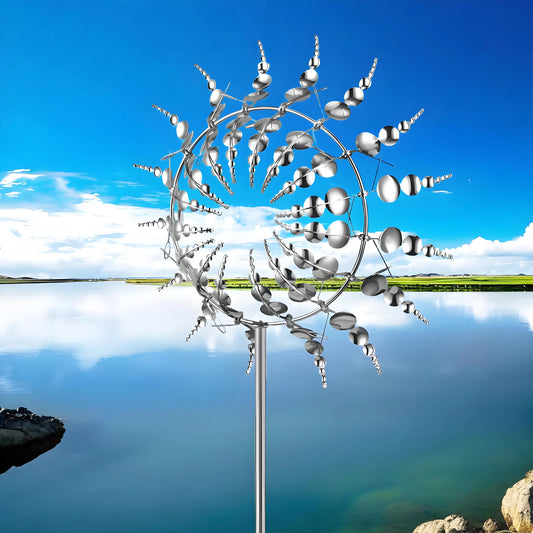 Stainless Steel Dual-Motion Wind Spinner Kinetic Garden Sculpture