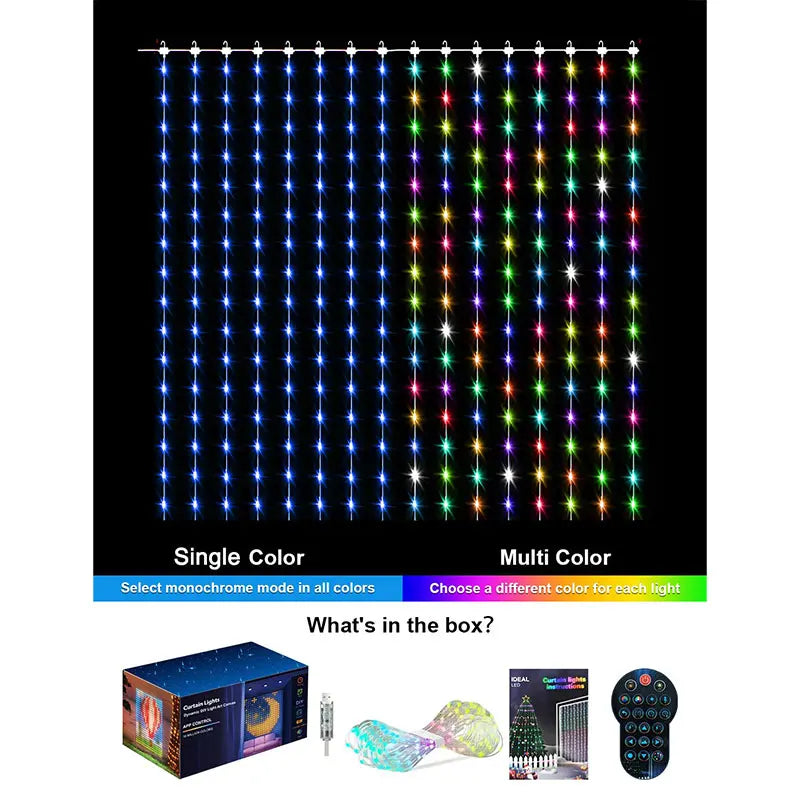 MIMIRGB LED Curtain RGB Lights App Controlled Fairy String