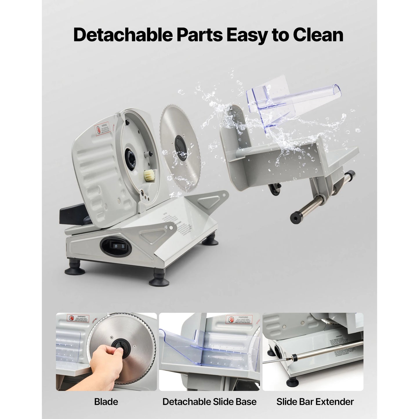 SucceBuy Electric Meat Slicer Deli Slicer With Dual SUS420 Blades