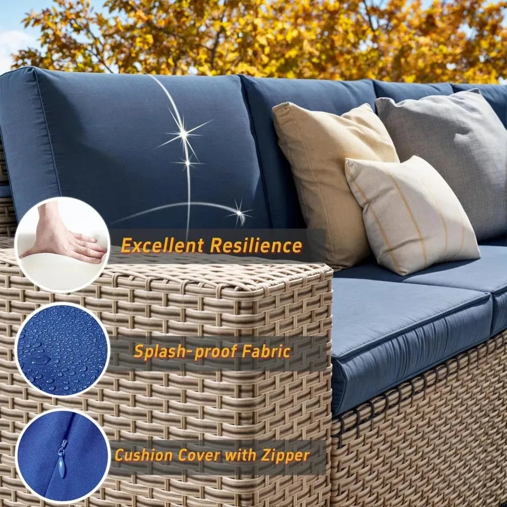 Patio Furniture Set Outdoor Rattan Wicker Sectional Sofa